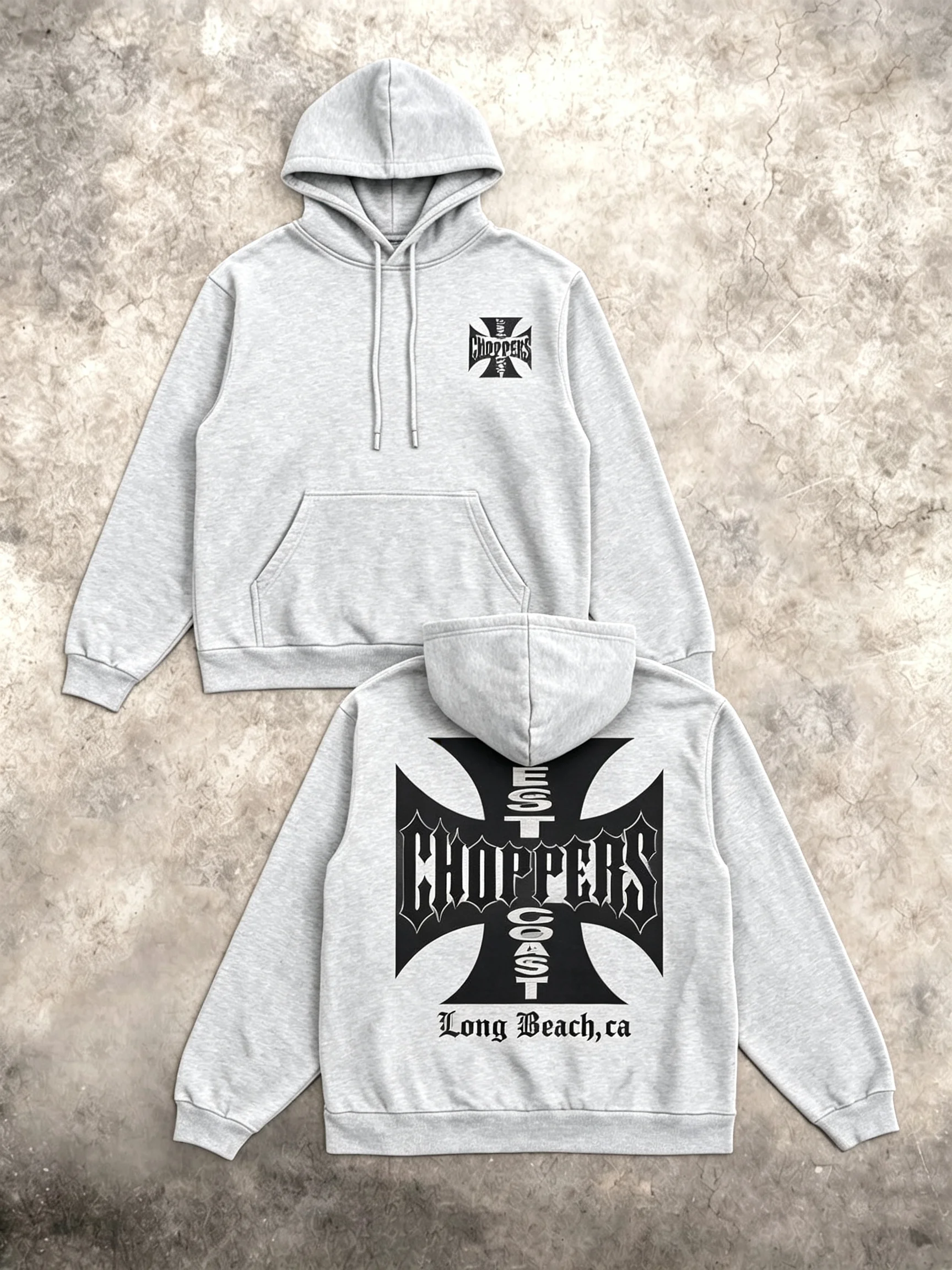 2026 Neuer Unisex Oversized Hoodie Streetwear West Coast Choppers Kreuz-Print Doppelseitiger Grafik-Kapuzenpullover Herbst Winter – Detail 7