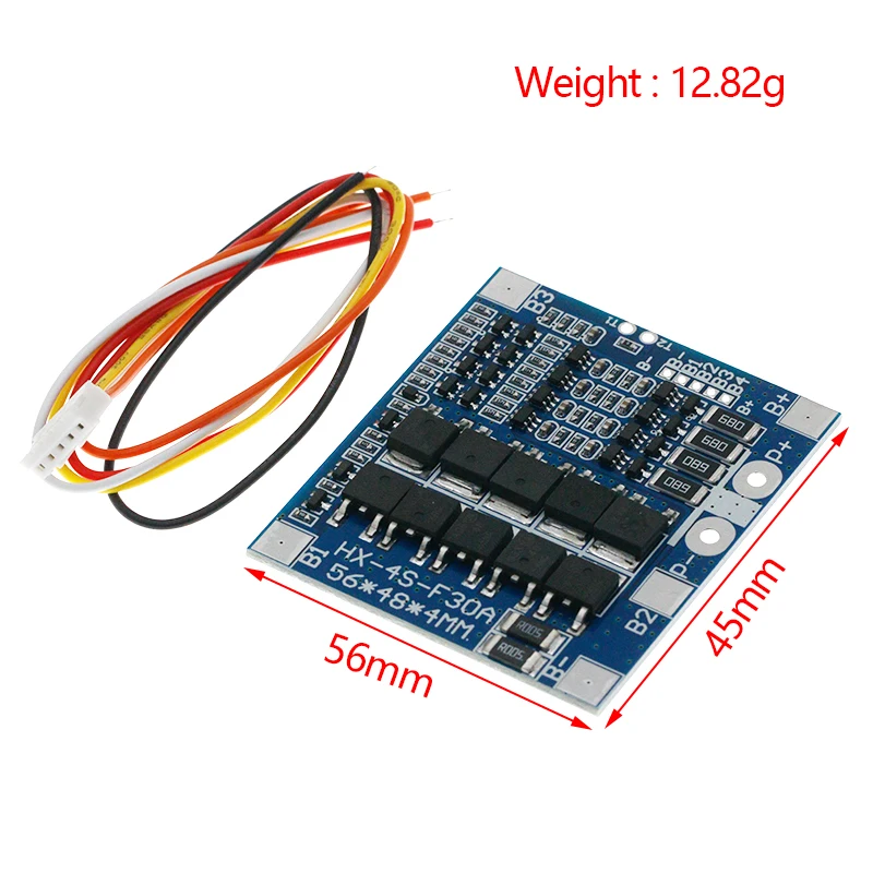 BMS 4S 3.2V 3.7V 30A LiFePO4 / Lithium Battery Charge Protection Board 12.8V 14.4V 18650 32650 Battery Packs With Balance