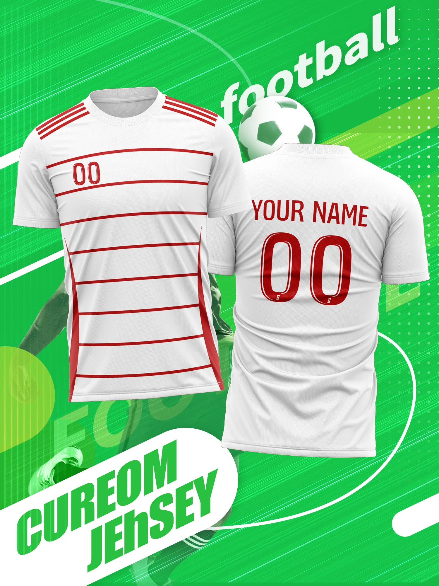 Camiseta de Fútbol Personalizada con Foto, Nombre y Número, Estilo Vintage, Retro, Moderno, Genial, Minimalista, Deportivo, Urbano