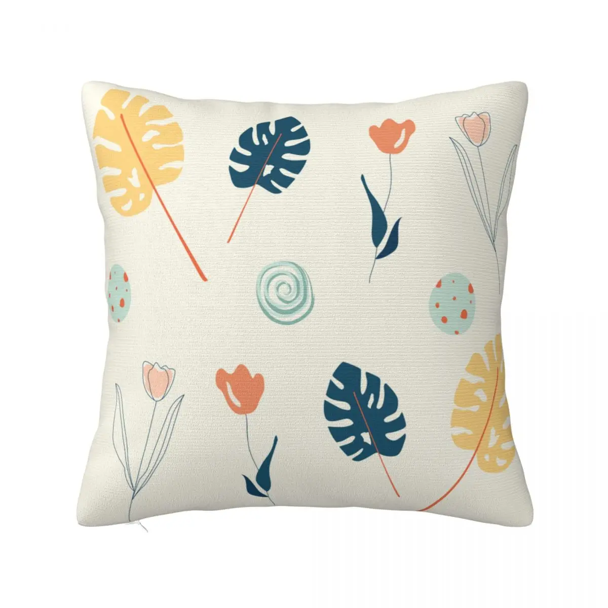 Leaf Pattern Leaves Freehand Pillowcase Double-sided Printing Fabric Cushion Cover Decorations Throw Pillow Case Square 40*40cm