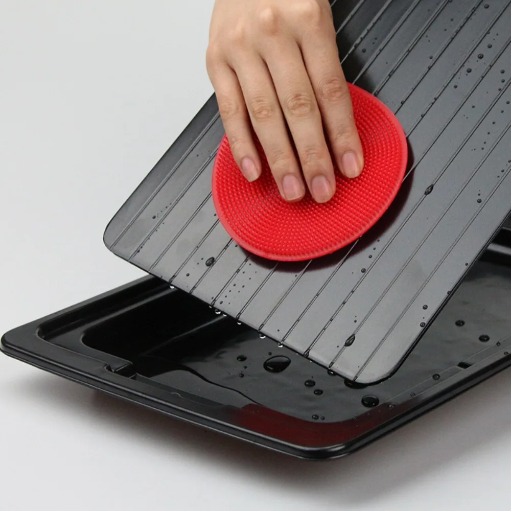 Aluminum Fast Defrosting Tray Black Rectangular Thawing Plate With Water Storage Box Meat Thaw Frozen Board Restaurants