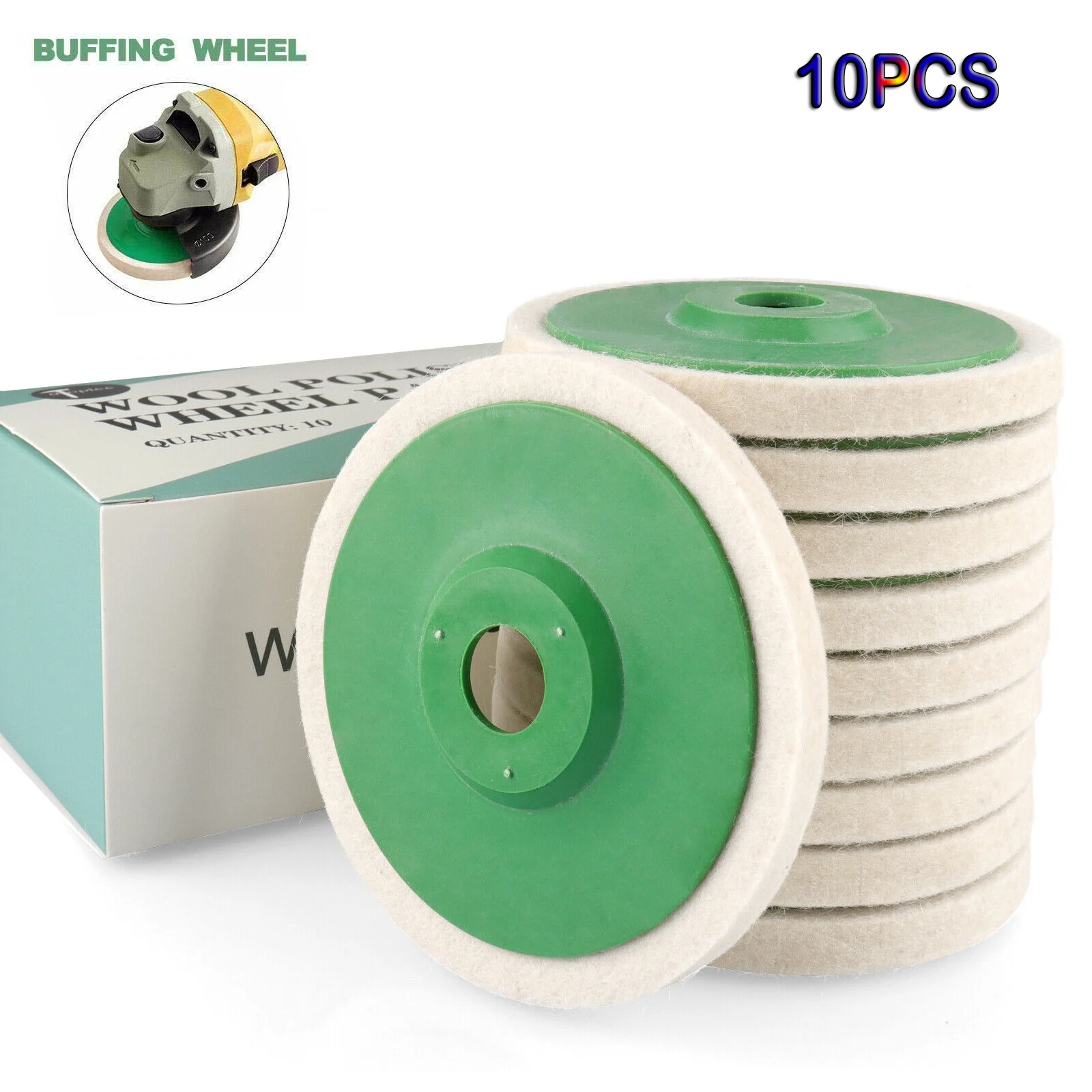 

10Pcs Wool Polishing Wheel Disc 4 Inch 100mm Wool Buffing Pads Angle Grinder Wheel Felt Polishing Disc Marble Polishing Pads