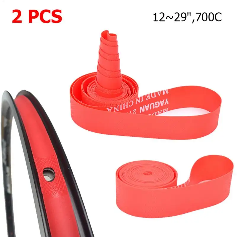 Forro de pneu de bicicleta anti-furos, 2 peças, cinto vermelho, durável, forro de bicicleta de estrada, ciclismo 12-29 700c, fita de aro, protetor de tubo