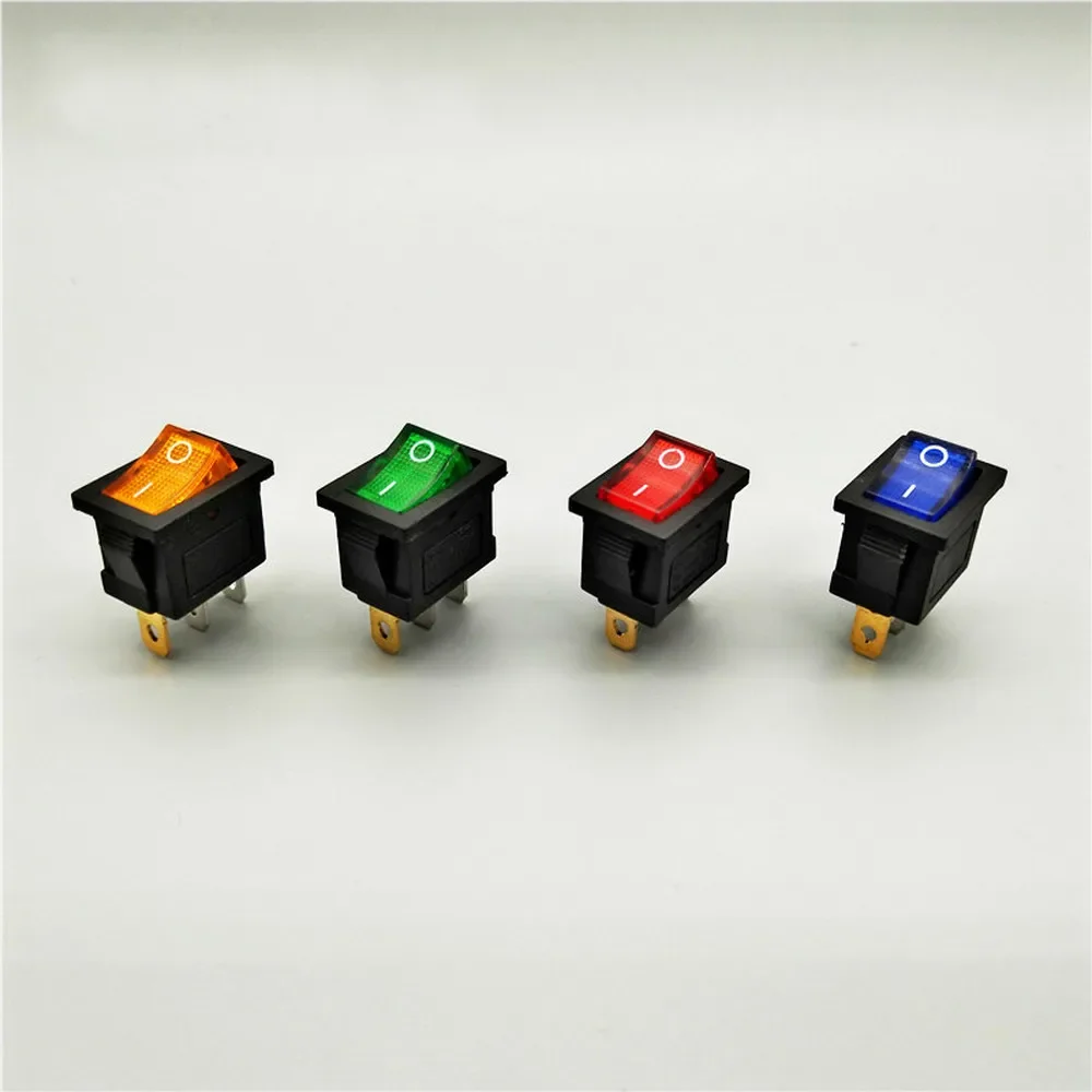 5pcs  KCd1 3pin LED red yellow green blue light boat car rocker switch 6A / 10A 250V / 125V AC 110V 220V