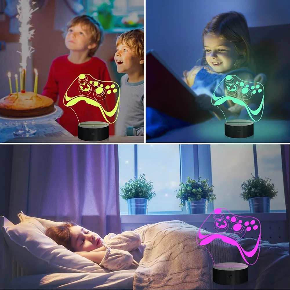 3D LED Night Light for Game Lovers Illusion Lamp with 16 Colour Changes Kids Bedroom Game Decor  Birthday Valentine\'s Day Gift