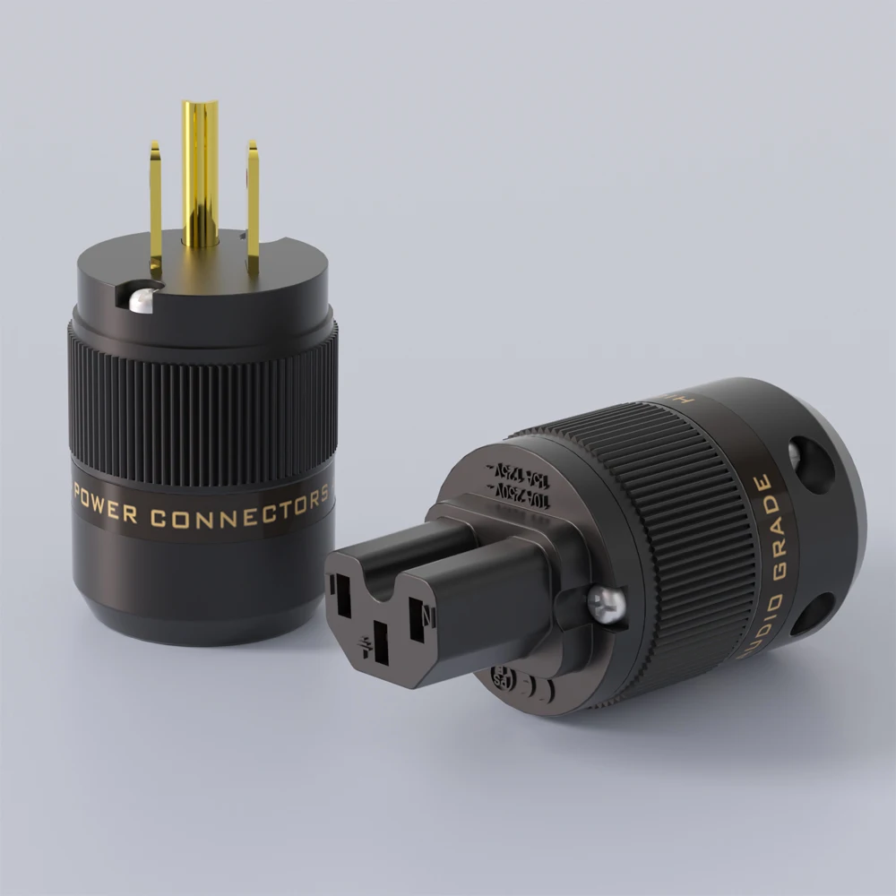 Hi-end Preffair P-078/C-078 Emas/rhodium plating US Plug Copper C13 IEC Connector untuk DIY HiFi Audio AC Power Cable Cord