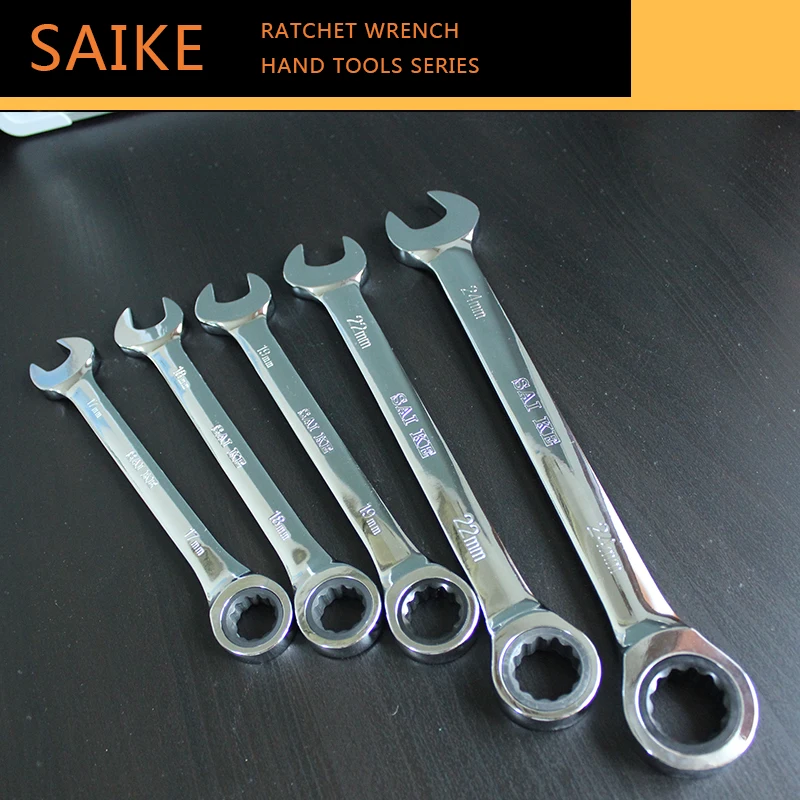 5-Piece 10,11,13,14,15 Ratchet Metric Spanner Open-End and Ring Wrenches Hand Tools Ratchet Handle Wrench for Repair Nut Tools