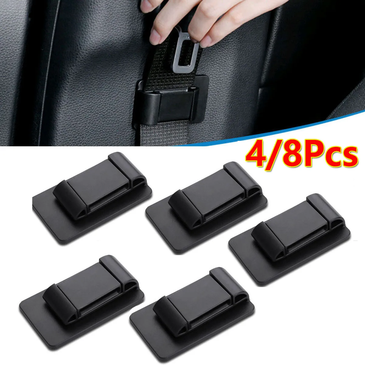 

4/8Pcs Universal Black Car Seat Belt Stabilizer Limiter Auto Interior Accessory Car Seat Belt Limiters Safety Belt Fixed Clips