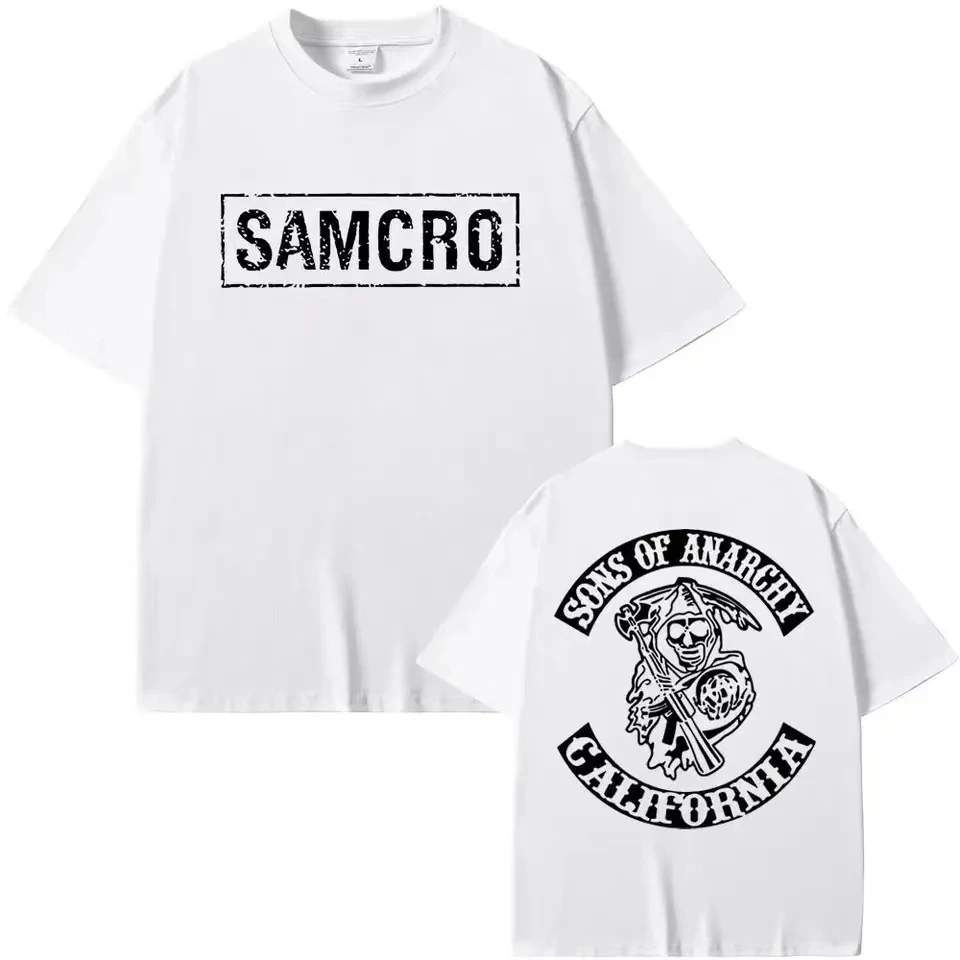 Sons of Anarchy SAMCRO Double Sided Print T Shirts Streetwear Men Womnen Harajuku Brand Design Tees Tops New Summer Loose Tshirt image 2