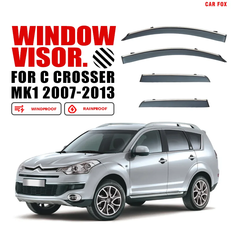 

For Citroen C Crosser MK1 2007-2013 Plastic Window Visor Vent Shades Sun Rain Deflector Guard For Citroen C Crosser