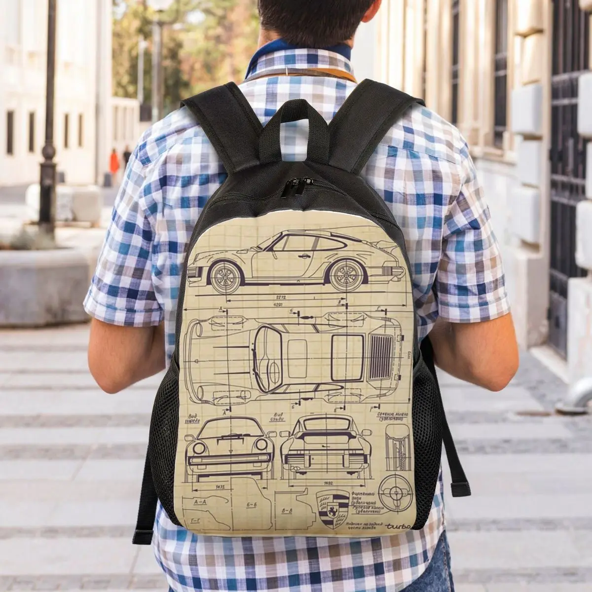 911 930 Blueprint Mochila para estudiantes Mochila escolar Mochila de viaje para senderismo para hombres y mujeres Mochila de moda Bolsos de hombro