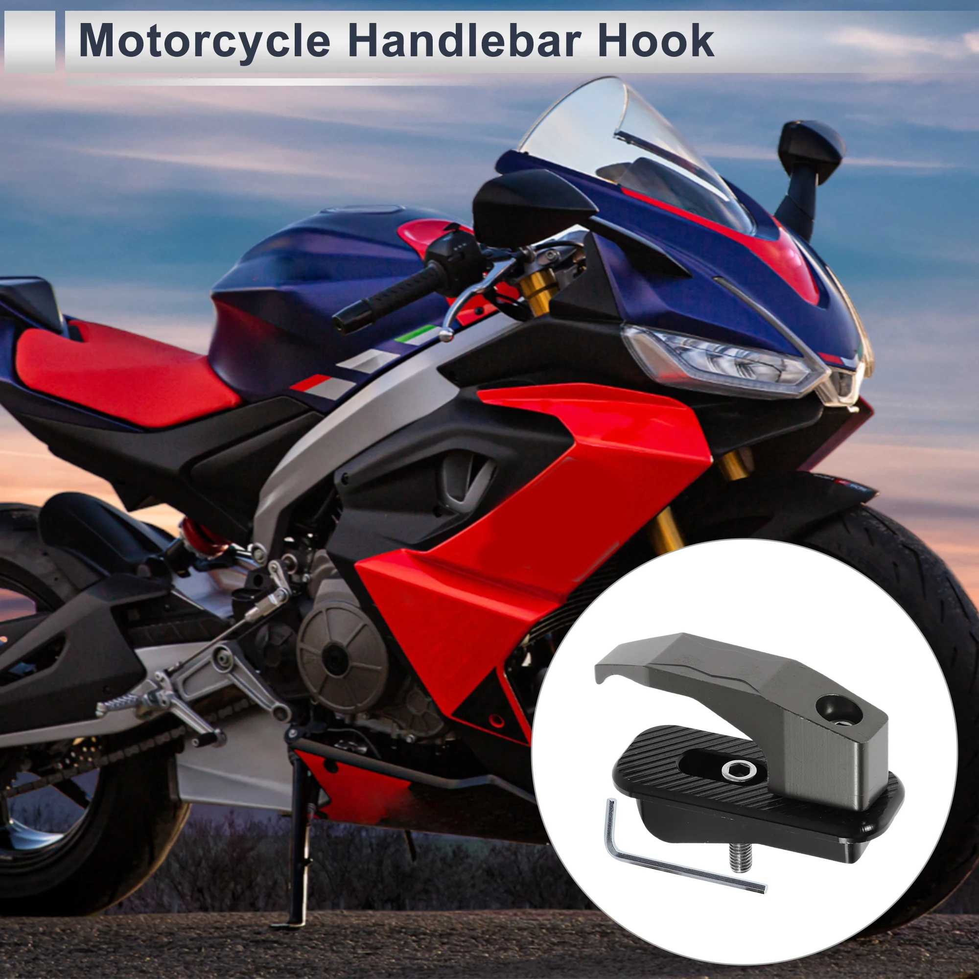 Motoforti مستطيل سبائك الألومنيوم دراجة نارية معلقة هوك 1 مجموعة لهجة التيتانيوم #2