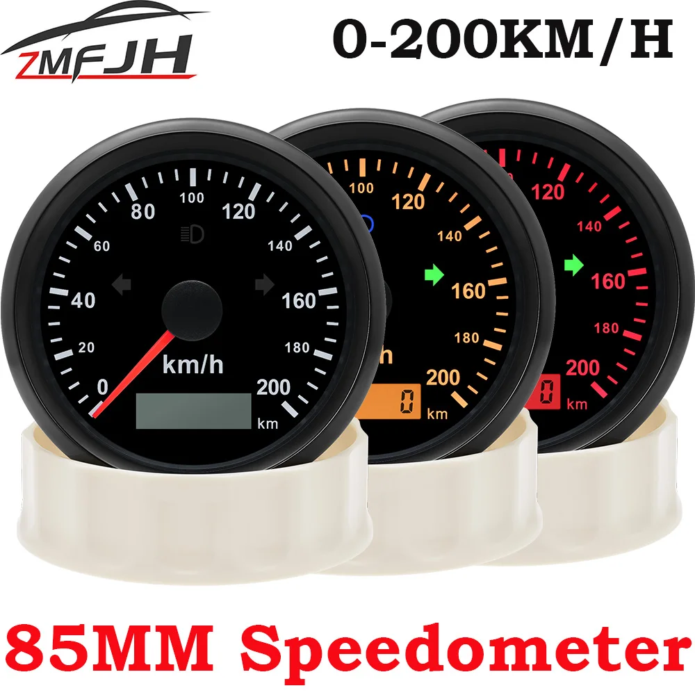 Red & Yellow Backlight 85MM Speedometer 200KMH 200MPH Universal Speedmeter Gauge Waterproof for Car Truck Boat Motorcycle 9-32V