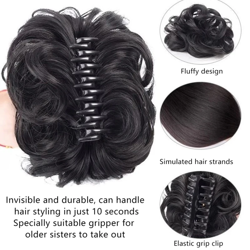 1Pc Women Synthetic Hair Bun Bud Wig Bag Claw Clip To Increase Hair Pony Tail Hair Piece Daily Party Lifelike Styling Tools`-..