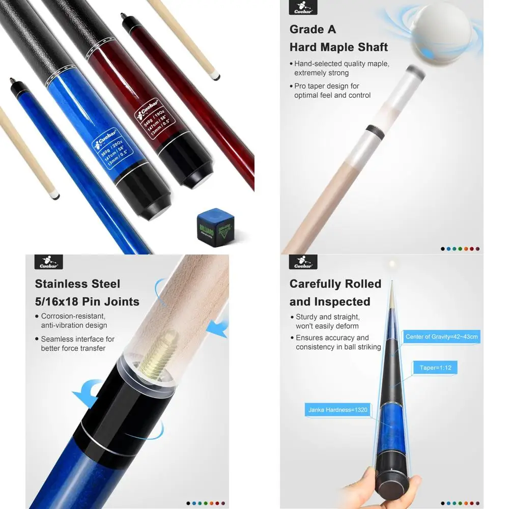 

Premium 2-Piece Pool Cues Set for Adults with 13mm Tips and Leather-Like Grips, Ideal for Billiards Enthusiasts