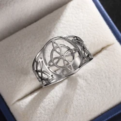 Stainless Steel Charm Witchcraft Witch Knot Open Adjustable Ring Fashion Casual Party Amulet Jewelry Gift for Women Girls
