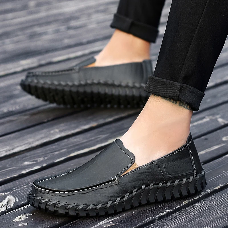 High Quality Men Casual Shoes Light Non-slip Mens Driving Shoes Loafers Leather Shoes Comfortable Men Shoe image 4