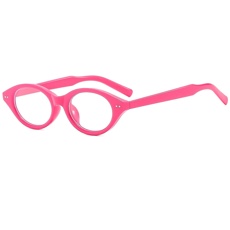 Retro Fashion Trend Oval Small Black Frame Glasses With Natural Ins Decoration For Face Shape,Anti Blue Light Flat Glasses3857
