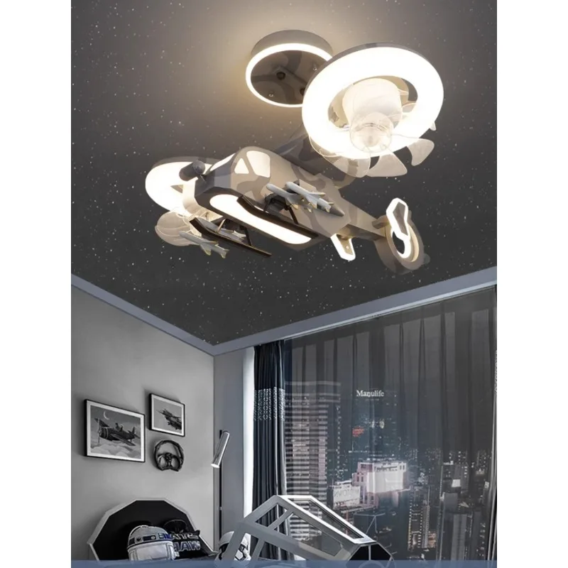 

Smart Voice Control Airplane Ceiling Fan Light with Remote Oscillating LED Kids Room Fan Lamp for Boys Bedroom