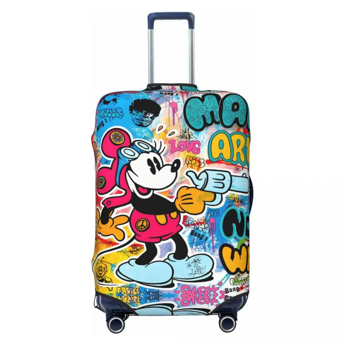 

Custom Graffiti Mickey Mouse Luggage Cover Elastic Classic Cartoon Movie Travel Suitcase Protective Covers Suit For 18-32 inch