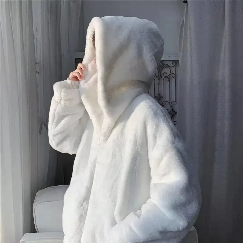 

Lamb Fur Jacket Men's Winter Thickened Fluffy Loose Korean Style Cotton Coat White Warm Outerwear for Students Cold Proof