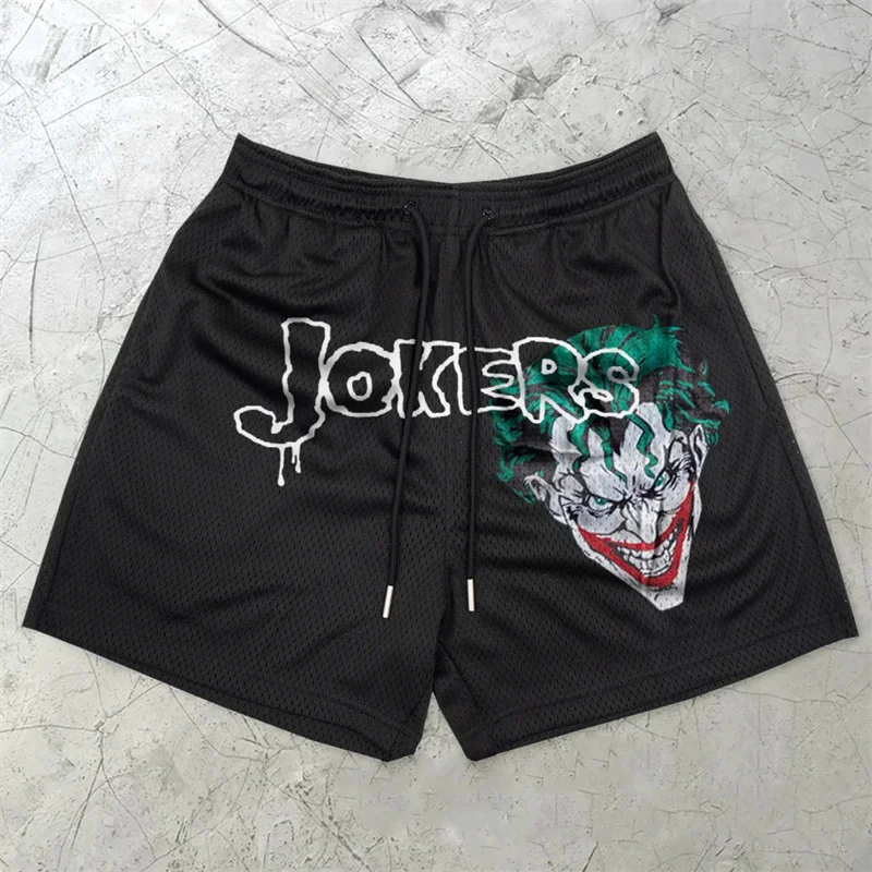 Pantalones cortos con estampado de letras gráficas para hombre, Shorts transpirables de secado rápido con bolsillos, informales, para entrenamiento,