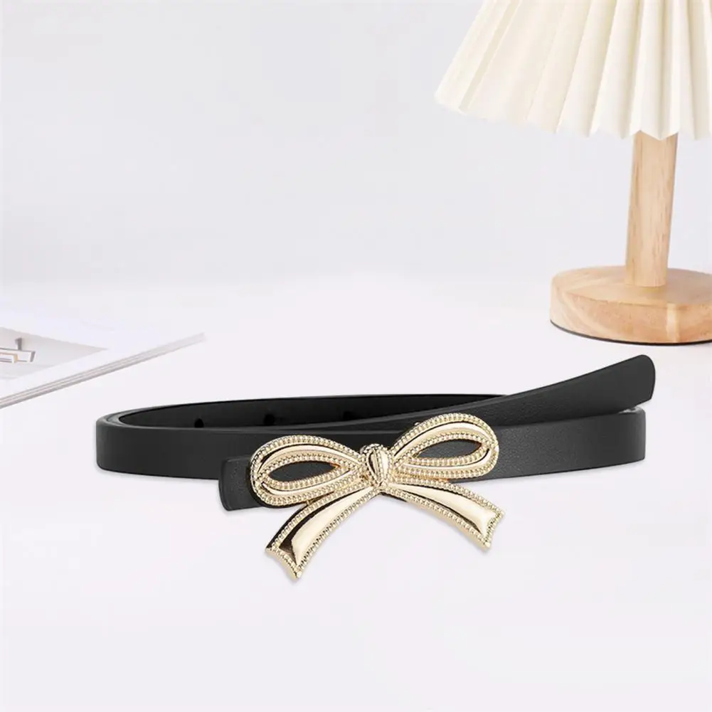 

Versatile Women Belt Stylish Women's Faux Leather Waistband with Bowknot Decoration Adjustable Length Dress Shirt for Dresses