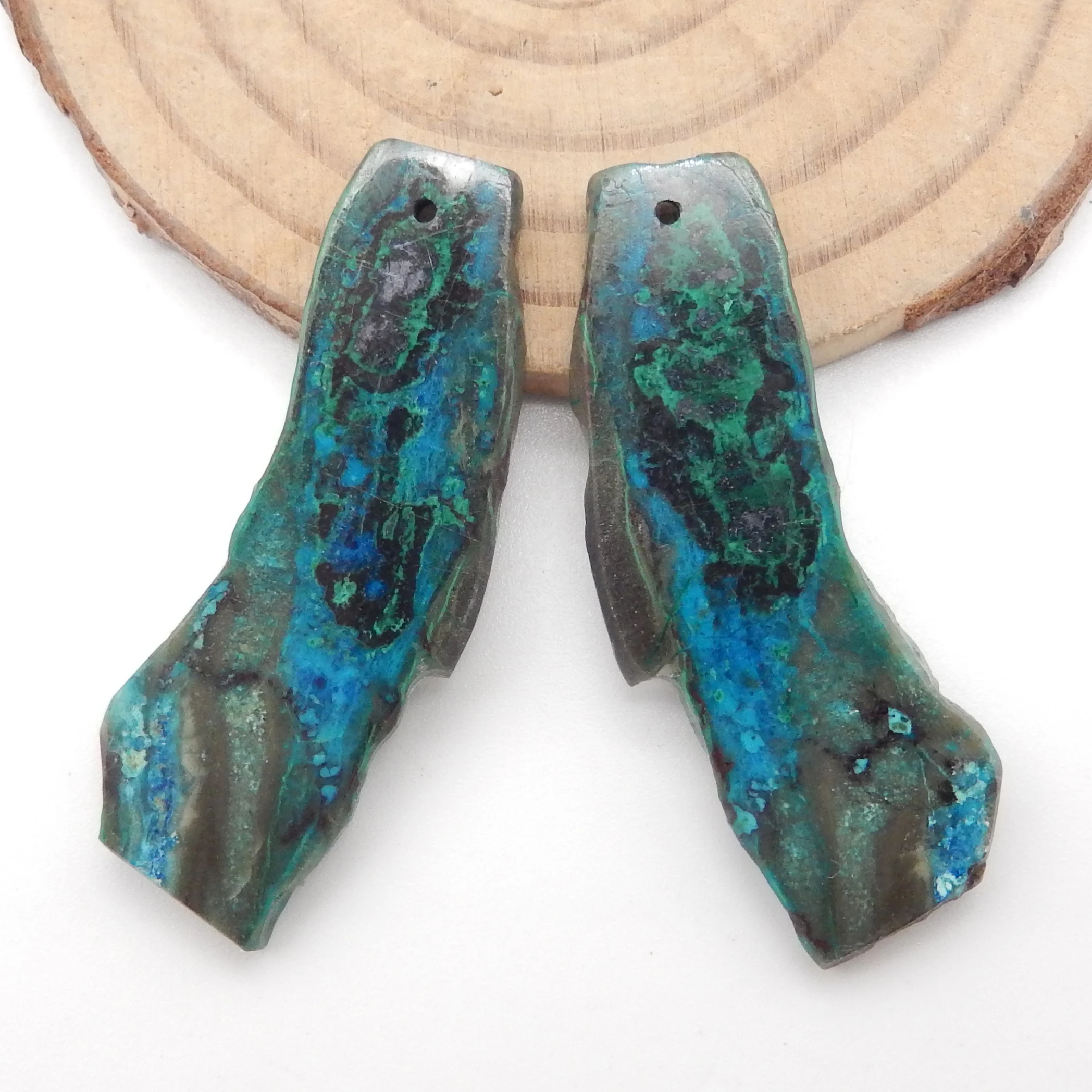 Natural Chrysocolla Freedom Shape Earrings Beads For Jewelry Making , Fashion DIY Earring Semiprecious Stone Jewelry Earring