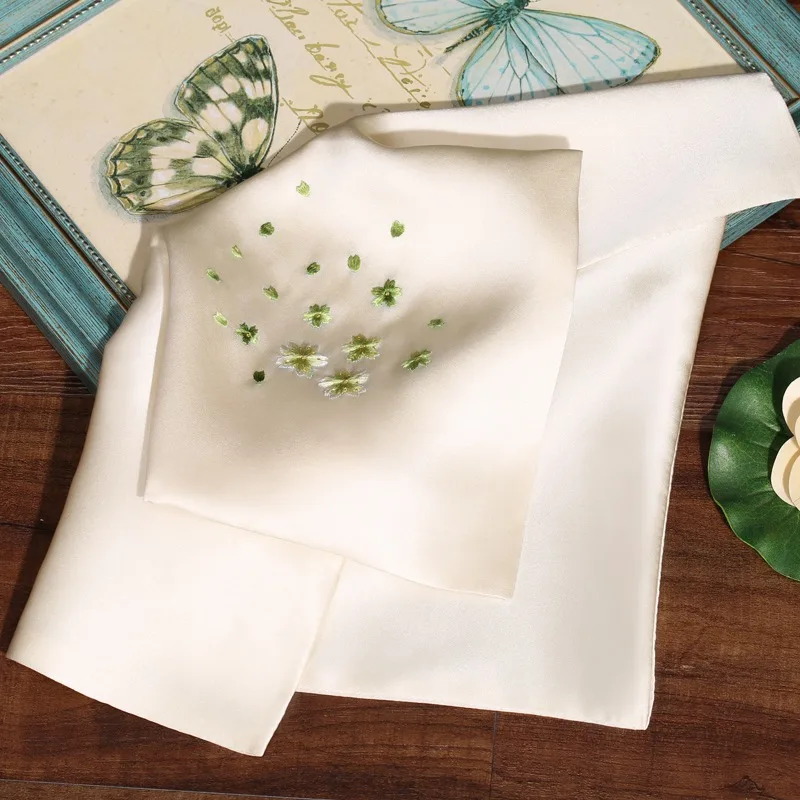 Su borduurwerk zijden zakdoek handgeborduurd gipskruid borduurwerk dubbellaags moerbeizijde zakdoek cadeau