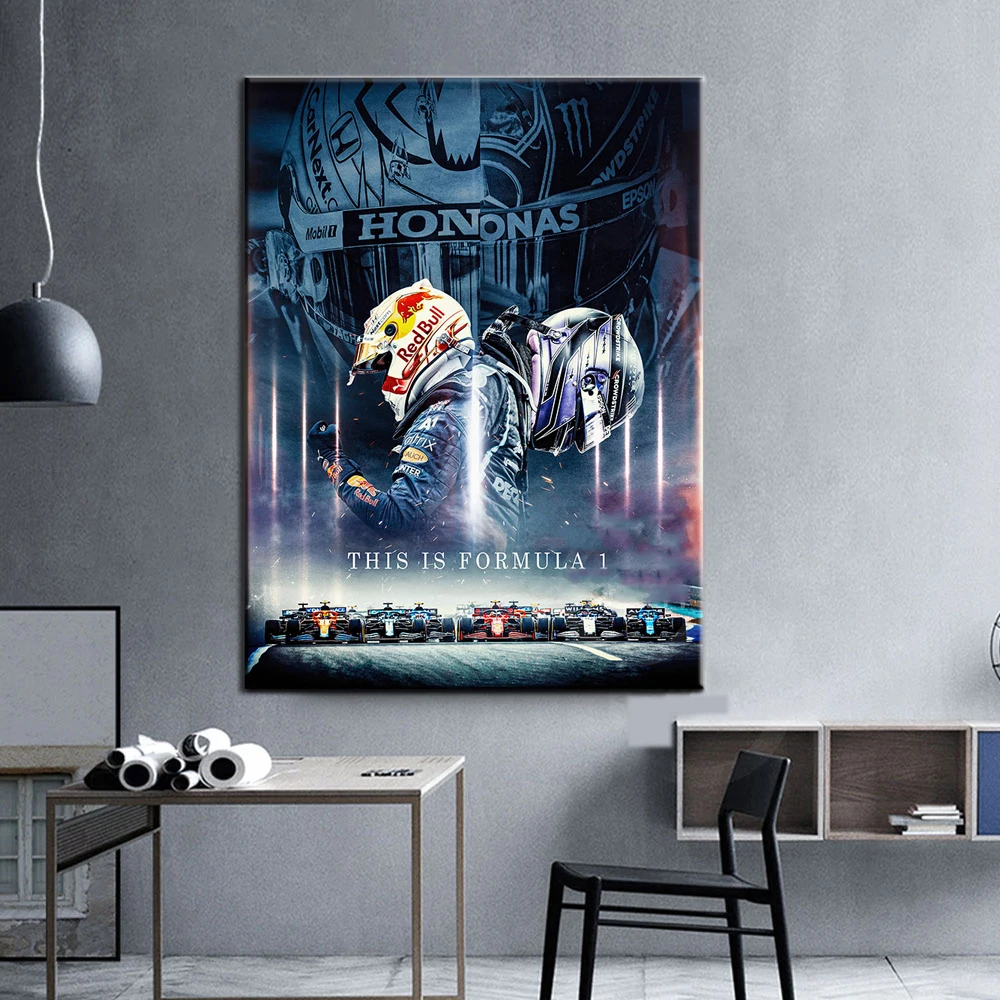 الرسم على لوحات القماش الجدارية F1 الفورمولا 1 سباق السيارات المشارك اللوحة ديكور المنزل غرفة المعيشة صورة طباعة غرفة نوم جدارية الإطار