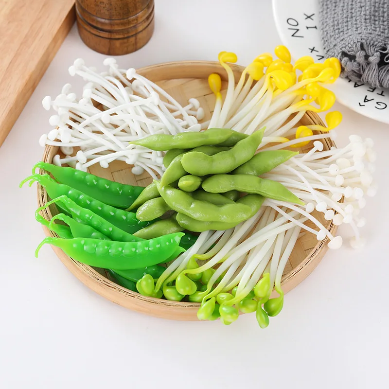 Simulation Green Beans Edamame Kidney Artificial Long Farmhouse Seasonal Vegetables Fake Lentil Flammulina Model 20pc/lot