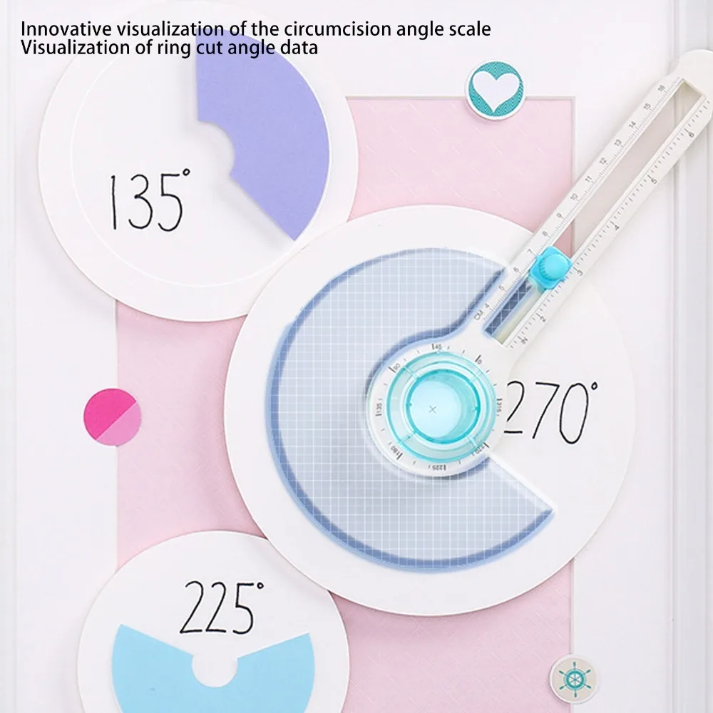 Adjustable Cutting Diameter Circular Paper Cutter Blue 8-32cm Rotary Cutter PP Plastic Material Non-Slip Base Paper Trimmer Tool