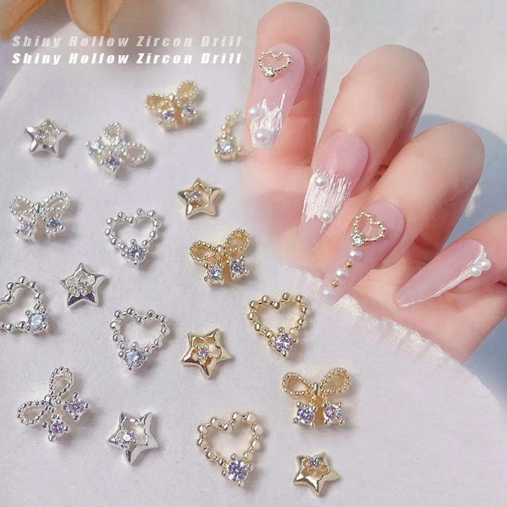 Love Heart Manicure Accessories Hollow Nail Drills Stars Nail Art Decorations Zircon Nail Jewelry Bow Nail Art Rhinestones