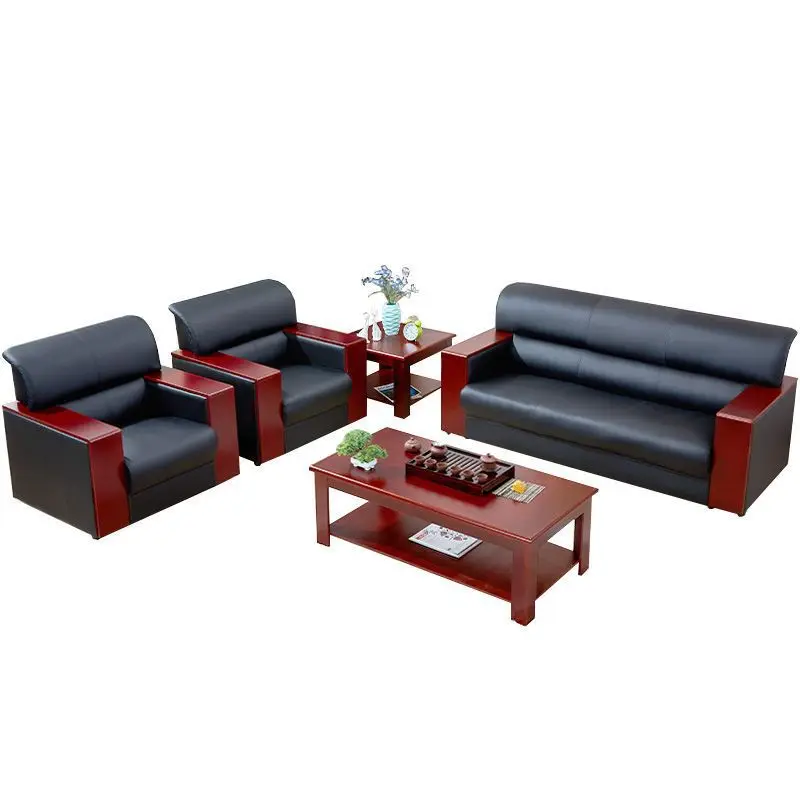 

Leather, office, sofa, coffee table combination, simple, modern, reception