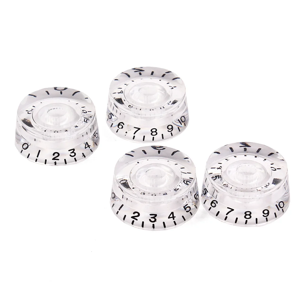 

4Pcs Guitar Volume Tone Knobs Durable Acrylic Material Unique Design Easy Install for Electric Guitar Parts Replacement White