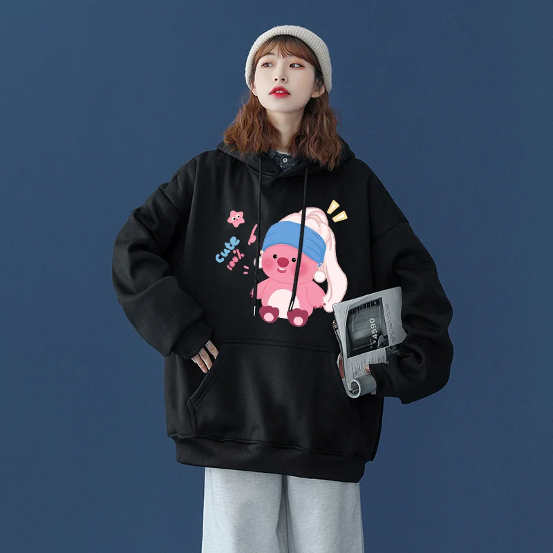 Korean popular doll Loopy printed hoodies Couple student sports street casual hoodie