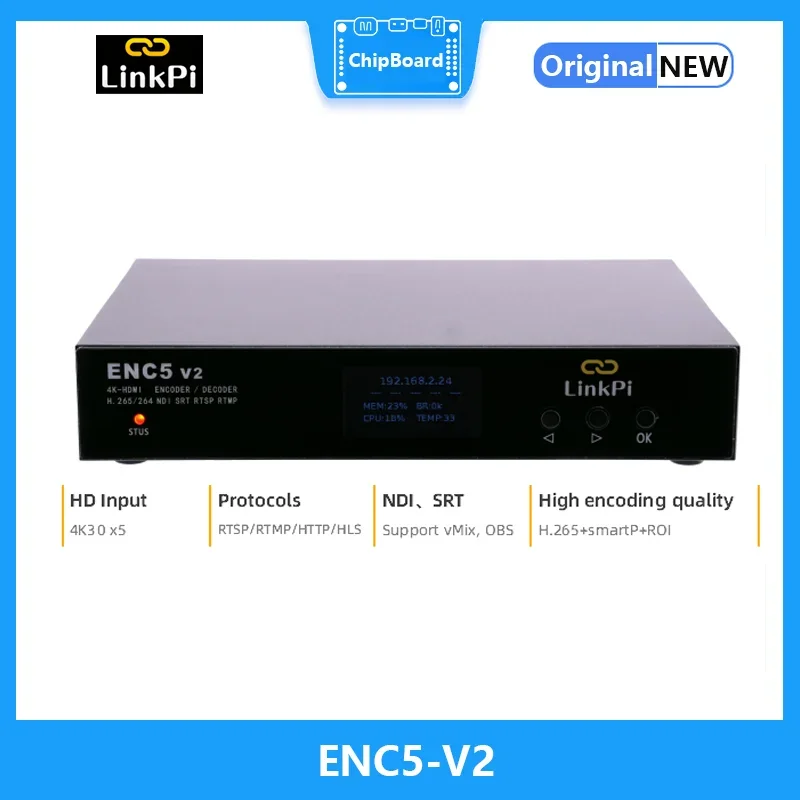 [ENC5-V2] Decodificador HDMI 4K 1080P NDI HX SRT RTMP RTSP Transmisión en vivo IPTV IPCam