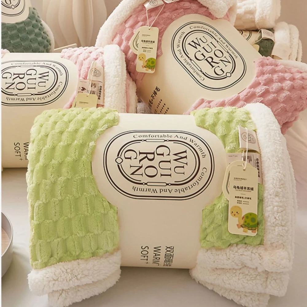 Soft Warm Blanket Artificial Lamb Cashmere  Blankets for Beds Cozy Thicker Warmth Quilt Home Textiles