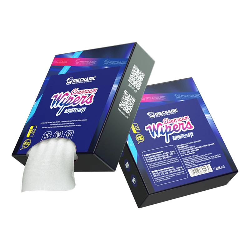 Limpadores de sala limpa mecânico, poliéster pano livre de poeira para lente da câmera/pcb/tela lcd limpeza, cola oca remoção wipe, 50 pcs/box