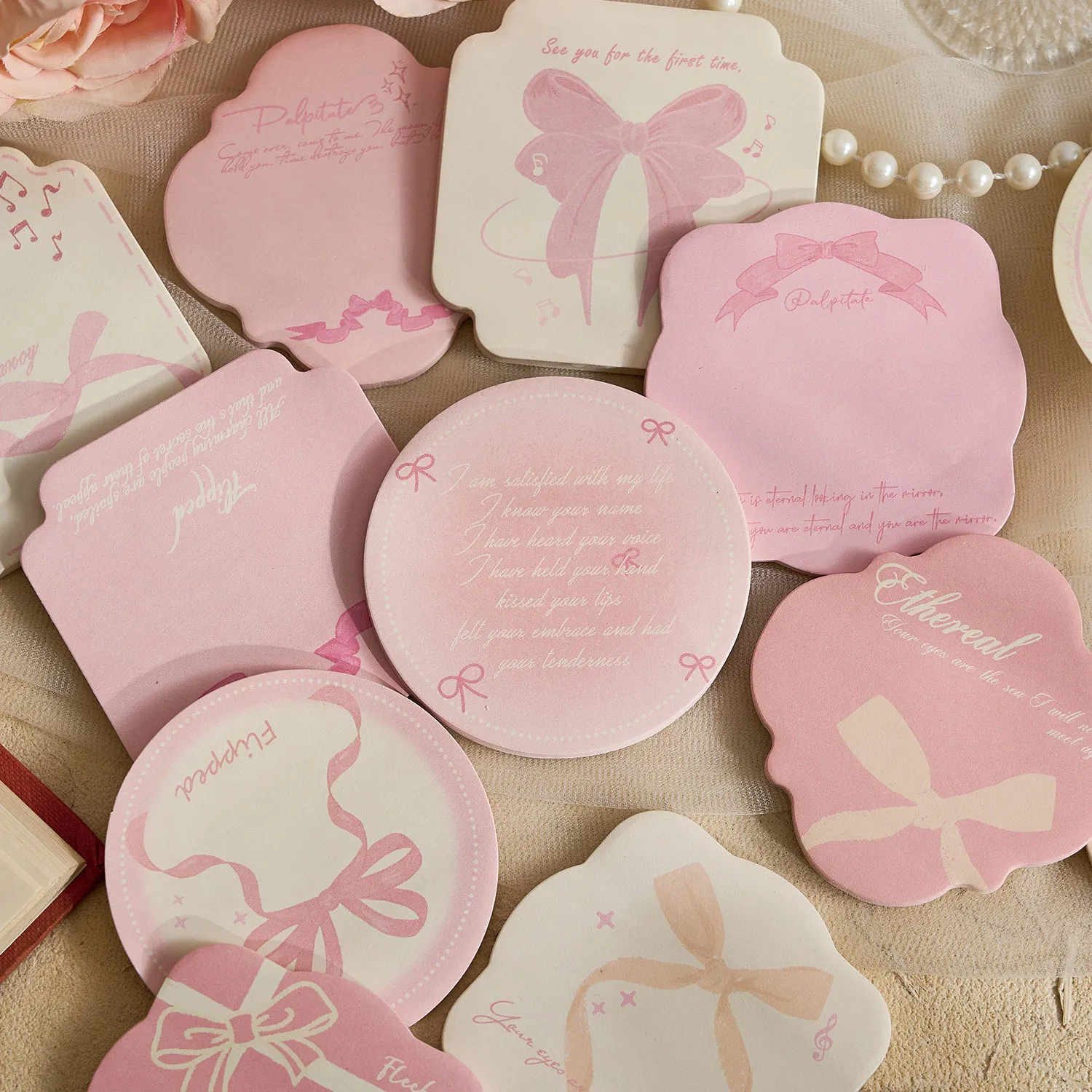 90-teiliges Notizset mit Schleifendesign, Niedliche Rosa Haftnotizen für Schüler, Schreibwaren, Scrapbooking, Tagebuch und Planer
