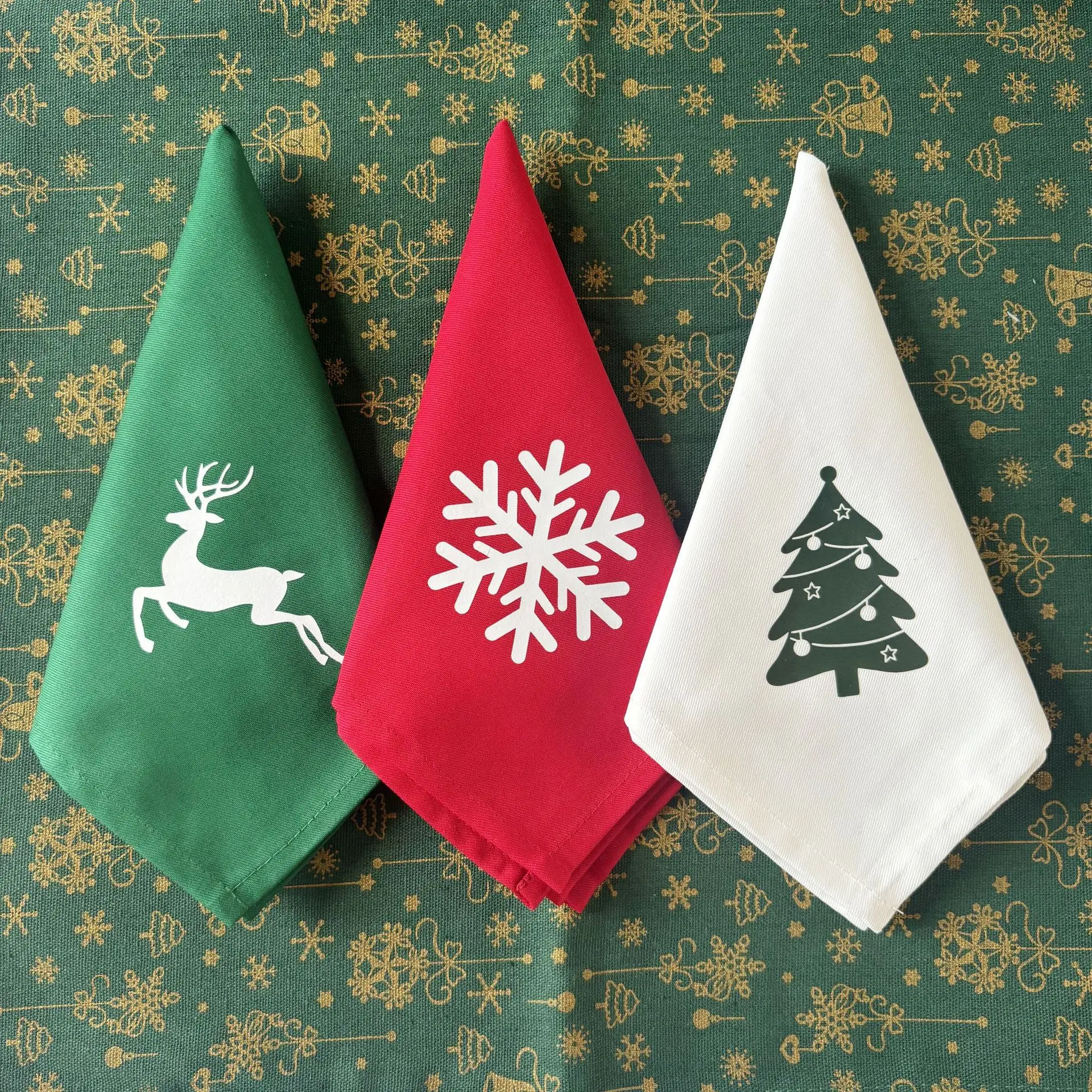 10pcs 40x40cm Christmas Table Napkins 100% Cotton Tea Towels Kitchen Cloth Napkins Placemats For Home & Events Decoration Use