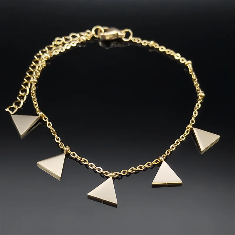أنيقة هندسية مثلث سحر سوار للنساء الفولاذ المقاوم للصدأ الذهب اللون الاتجاه الجمالية سلسلة أساور مجوهرات