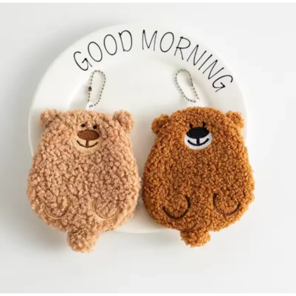Cute Bear Plush Cartoon Change Wallet Popular Girl Heart Mini Earphone Bag Coin Purse Gift Lipstick Sweet Storage Bag
