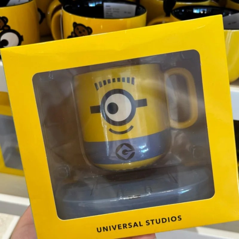 Universal Studios Minions Mug with Heated Coaster Set, Ceramic Cup for Hot Beverages, Festival Gift/Present