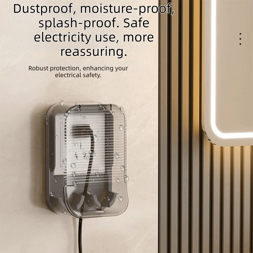 

Clear Waterproof Socket Cover Durable Self-Adhesive Outlet Cover Neat Storage Easy Install Socket Plate Guard Bathroom Switch