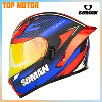 DOT Certification SOMAN Motorcycle Helmet Flip Up Red Blue Black Lens Capacetes Road Racing Travel Casco For TRIUMPH For Lucas