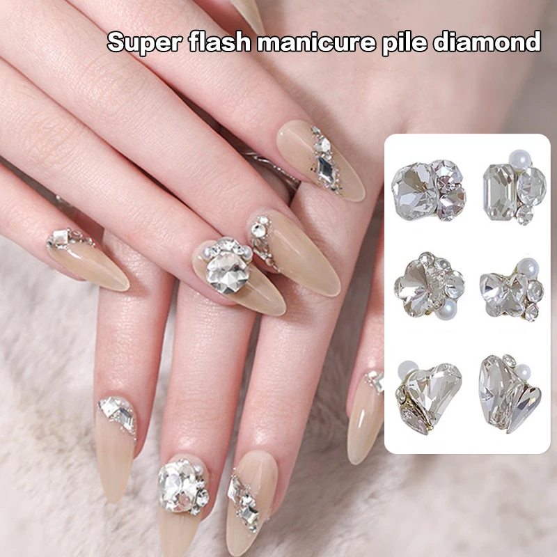 5Pcs/set Mini Flat Bottom Nail Rhinestones Glitter Silver Crystal Nail Decorations DIY Material Nail Art Charm Accessories