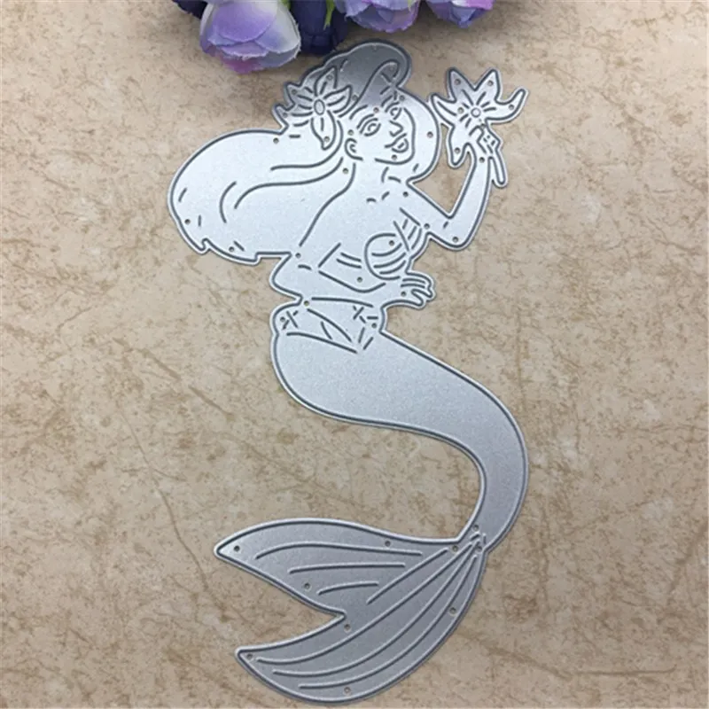 95mm x 165mm Mermaid Metal cutting dies mold Round hole label tag Scrapbook paper craft knife mould blade punch stencils dies