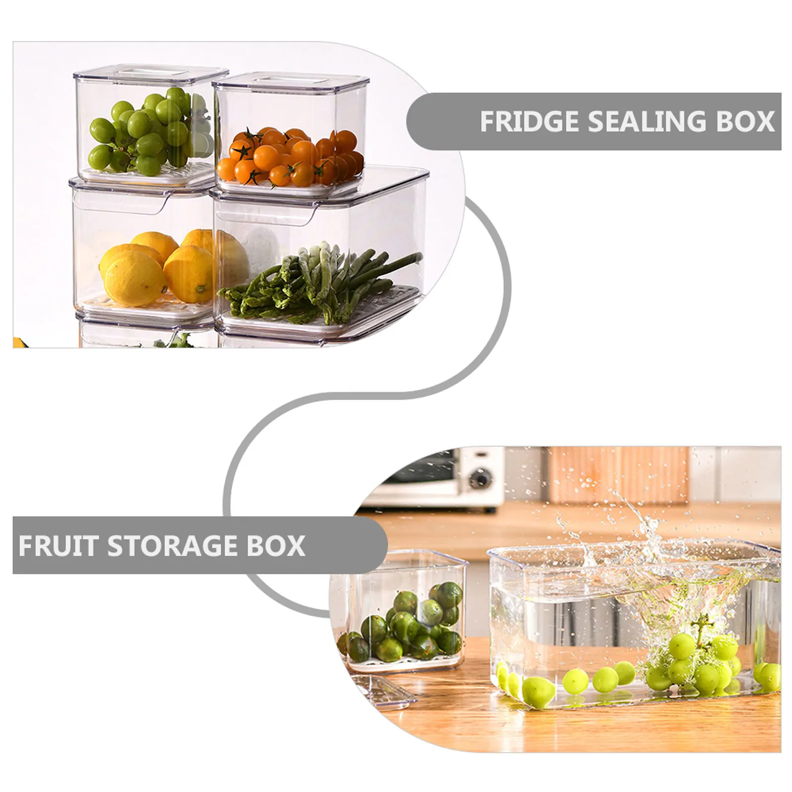 

1pc Airtight Refrigerator Storage Box Transparent Food Container Holder for Fridge Vegetable Fruit Container Sealing Dustproof