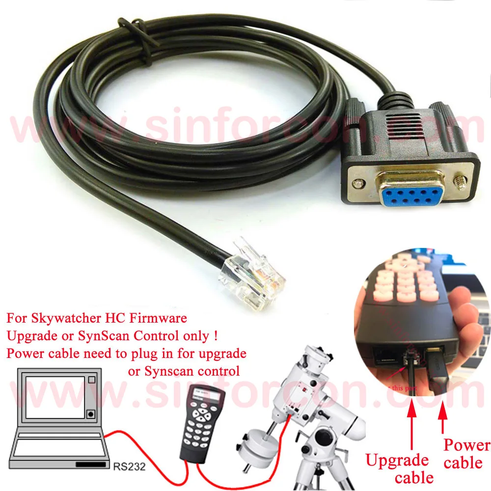 RS232 RJ12 DB9 9pin for Sky-watcher SynScan Firmware Upgrade Cable Hand Controller Update Download Cable